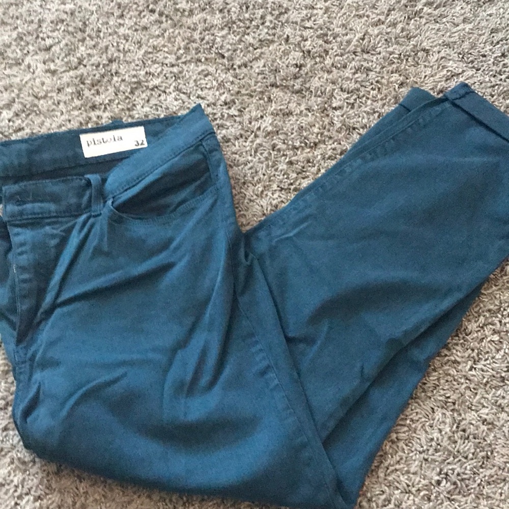 Pistola cropped dark teal jeans
